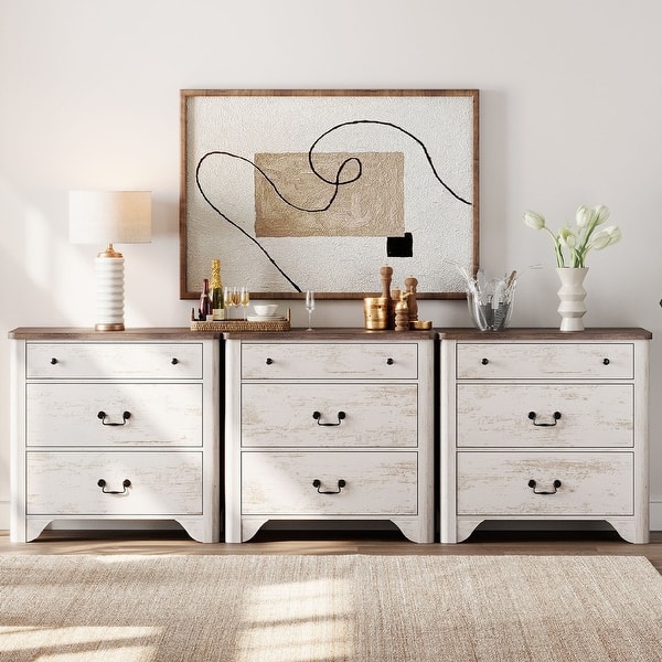 WAMPAT 9 Drawers Dresser for Bedroom, 94.5undefined W Farmhouse White  Dresser with Wide Chest for Bedroom - Bed Bath & Beyond - 42819399