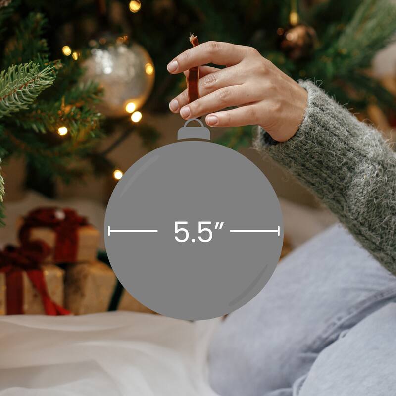 Distressed Ribbed Glass Christmas Ornaments 5.5" 140mm Brown Blue 12Ct