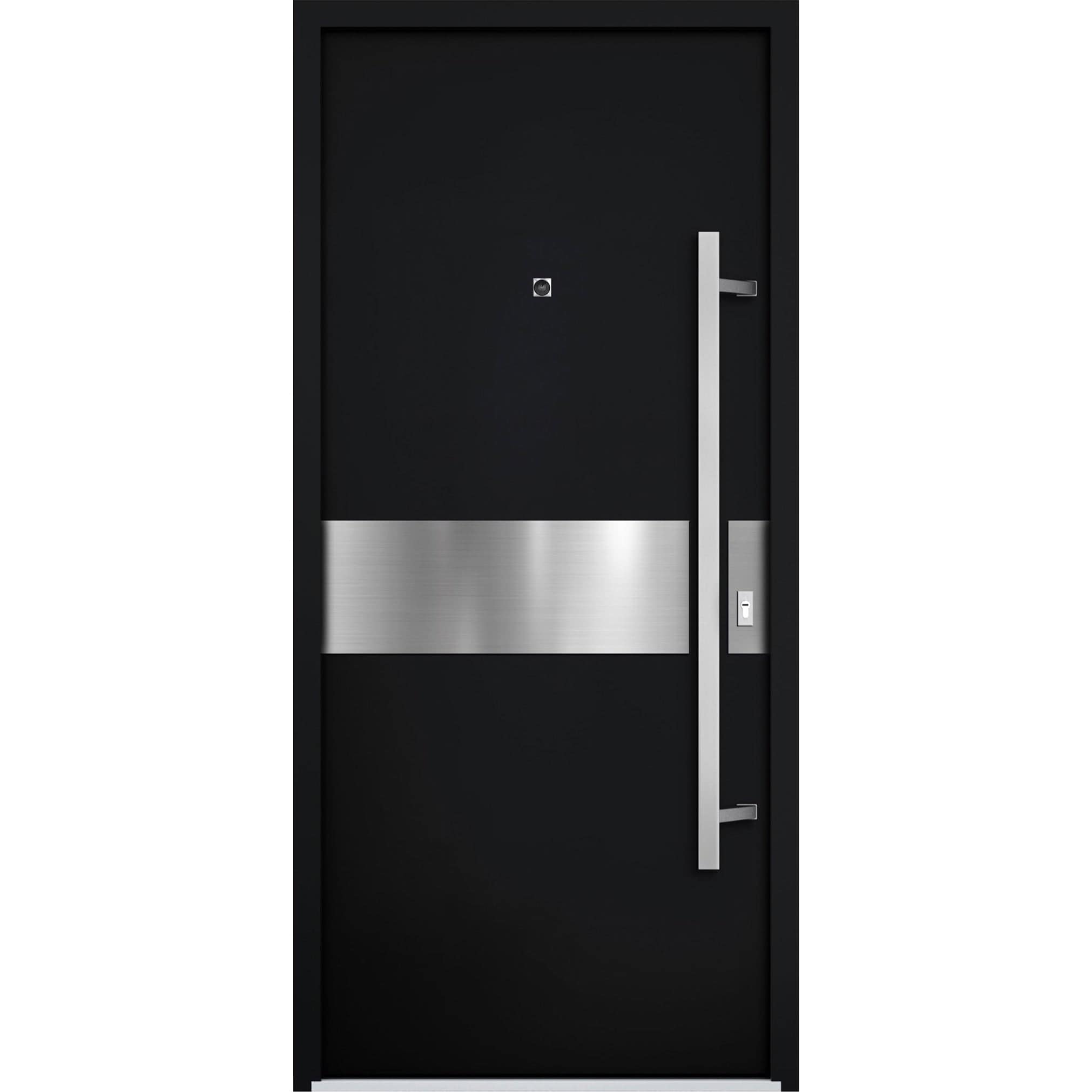 Front Prehung Steel Door 6072 Black Enamel Side and Top Window Sidelite W36+14xH80+16 Lh I Bedroom Door Bathroom Door