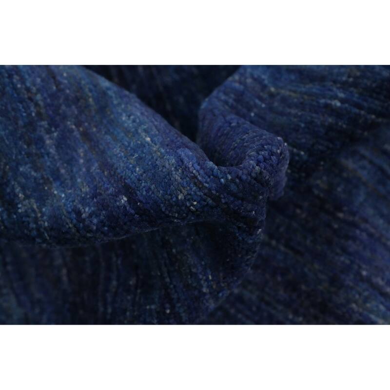 Hand Knotted Oriental 100% Wool Carpet Modern Solid Navy Blue & Blues Gabbeh Area Rug - 9' 7'' X 8' 0''
