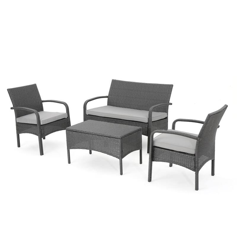 4PC Comfortable Outdoor Chat Set for Relaxing and Socializing - Grey