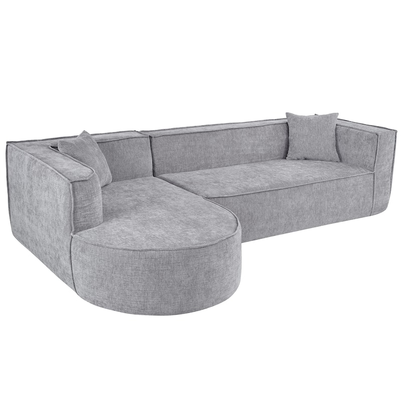 109.2" Chenille L-Shaped Sectional Sofa with Throw Pillows