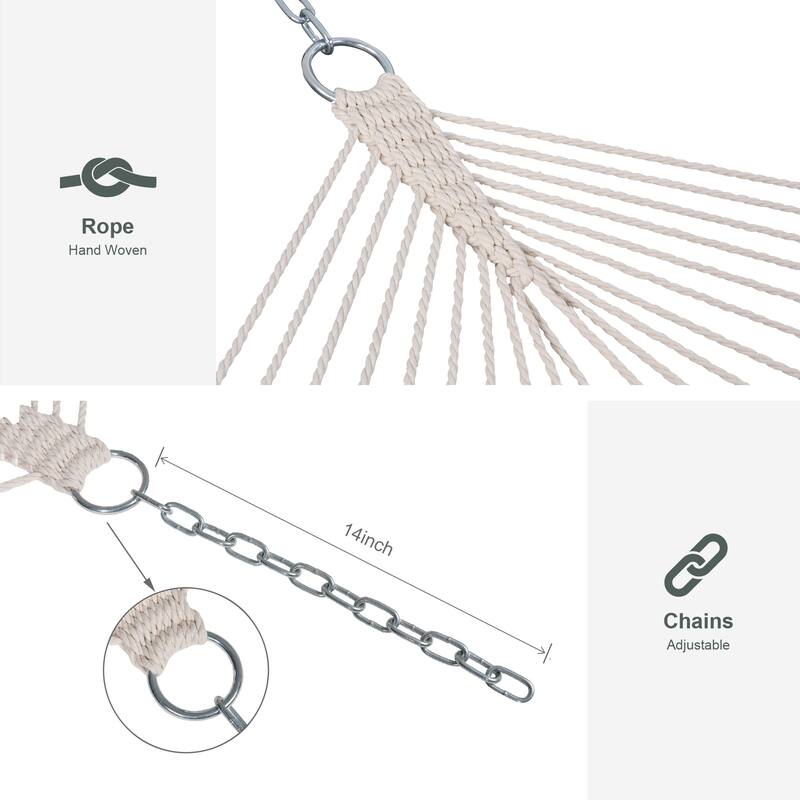 Rope Hammock with 13.5ft Wooden Stand and Removable Pad