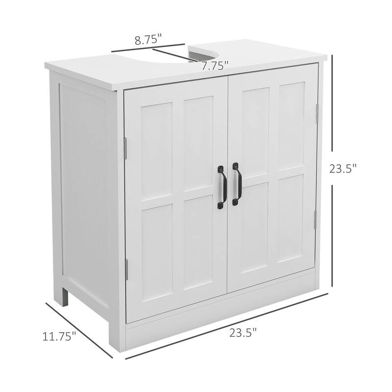Under Sink Bathroom Cabinet with Double Doors, Adjustable Shelf, U-Shaped Design for Space Saving - 23.5in L Particle Board