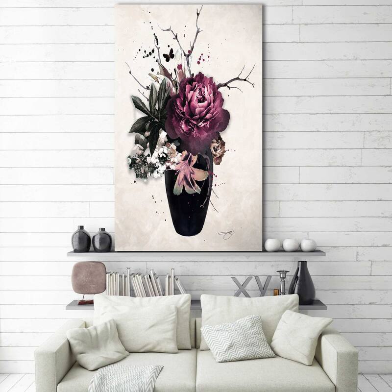 "Purple Flowers in Vase" by Jodi Print on Canvas