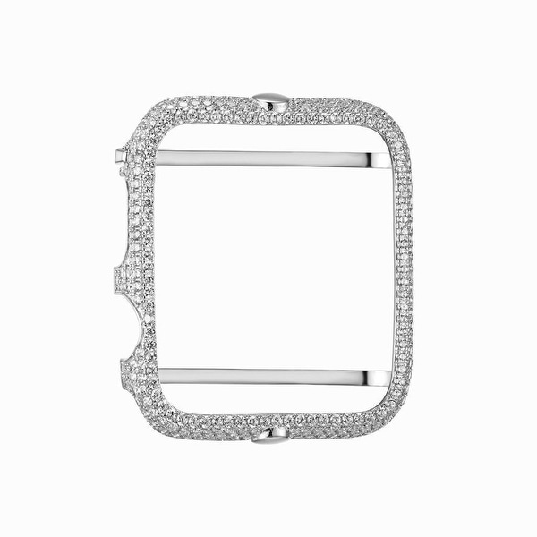 Apple Watch Sterling Silver Lab Diamond Case 42MM Sport Bezel Iced Out