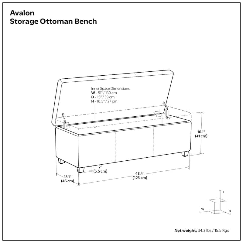 WYNDENHALL Franklin 48-in. Wide Contemporary Rectangular Storage Ottoman