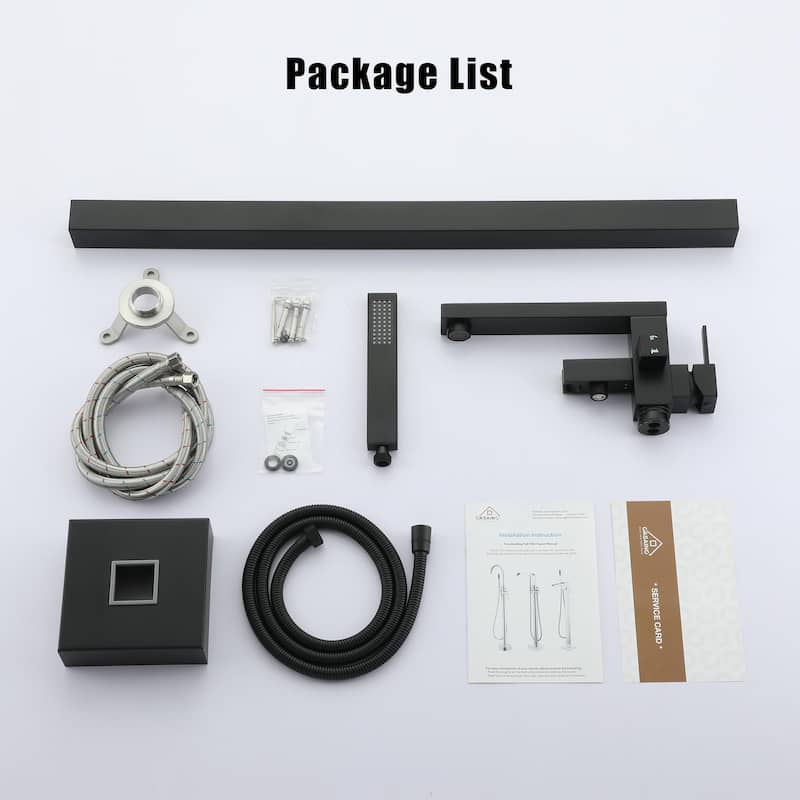 Matte Black Freestanding Tub Filler Faucet with Handshower