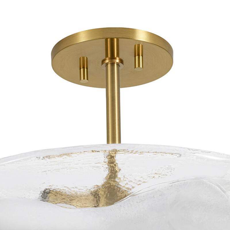 3-Light Round Glass Bowl Semi Flush Mount Ceiling Light 16in