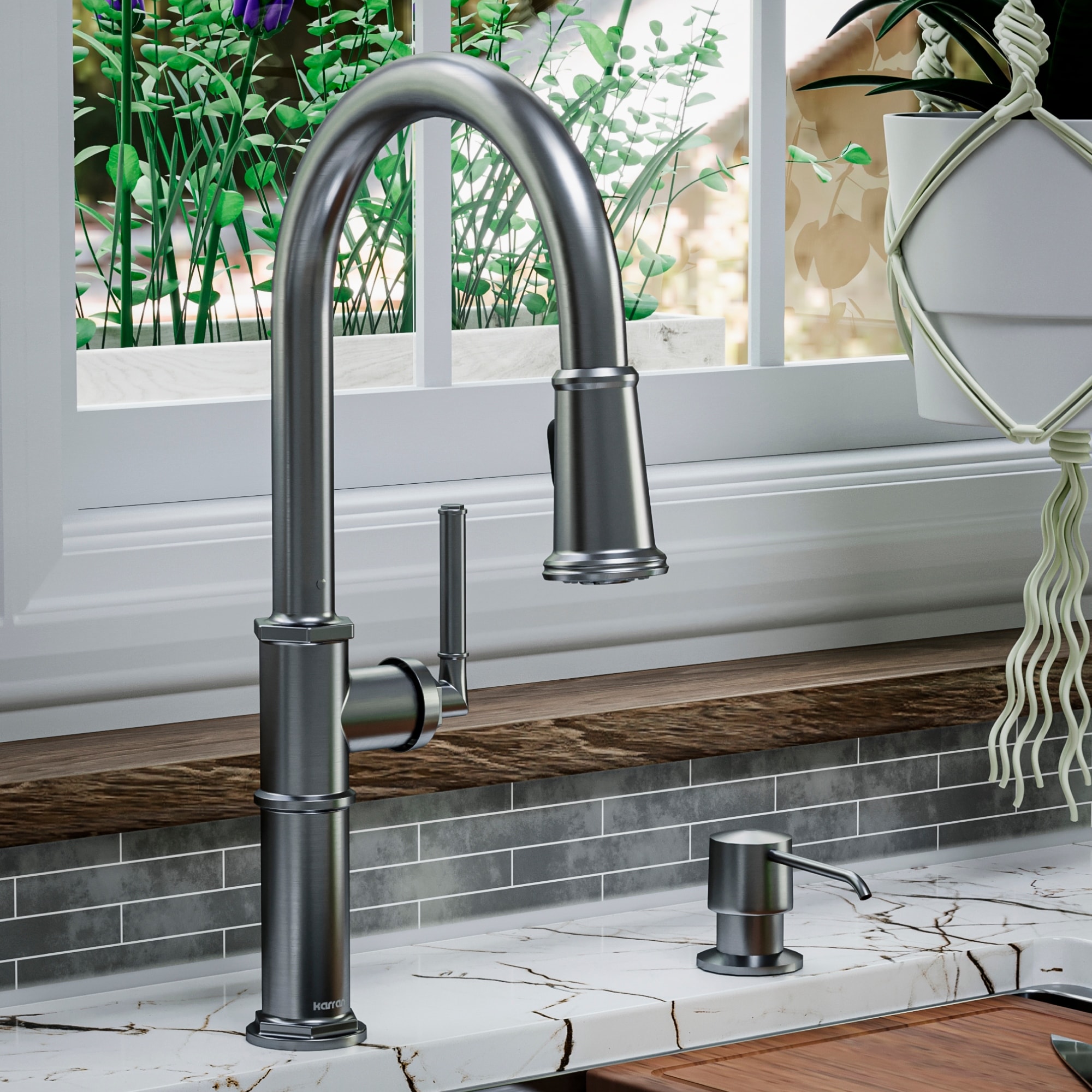Karran Brampton KKF365 Single Handle Pull Down Sprayer Kitchen Faucet
