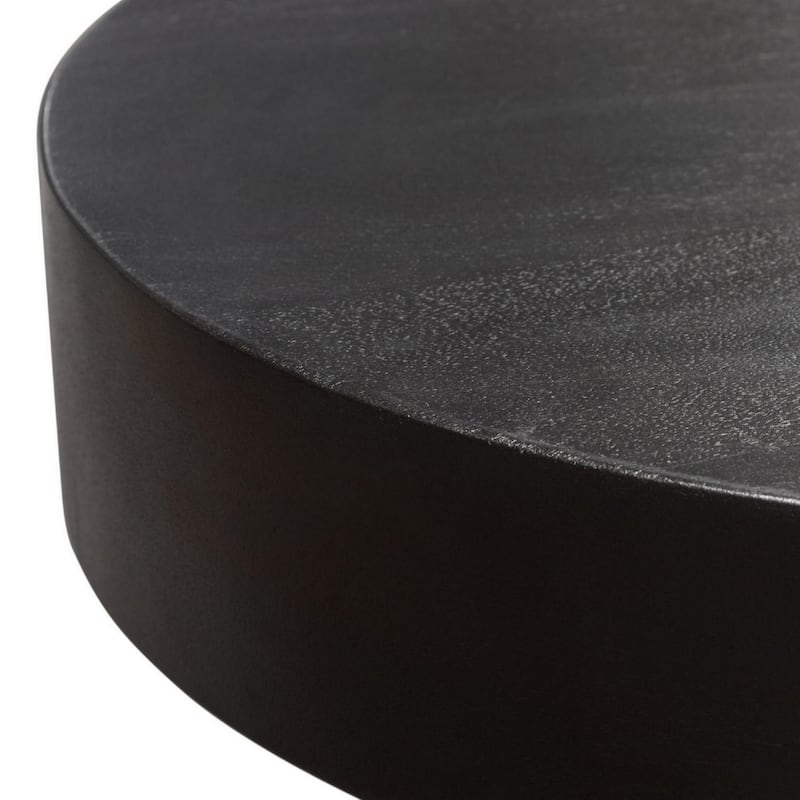 16 Inch Modern End Table, Thick Sturdy Surface, Tripod Legs, Black Wood