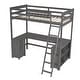 preview thumbnail 15 of 15, Twin Size Loft Bed with U-shaped Desk and Storage Shelves,Minimalist Design