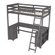 preview thumbnail 32 of 32, Twin Size Solid Wood Loft Bed with Desk, Blackboard, Storage Box, Shelf and 3 Drawers