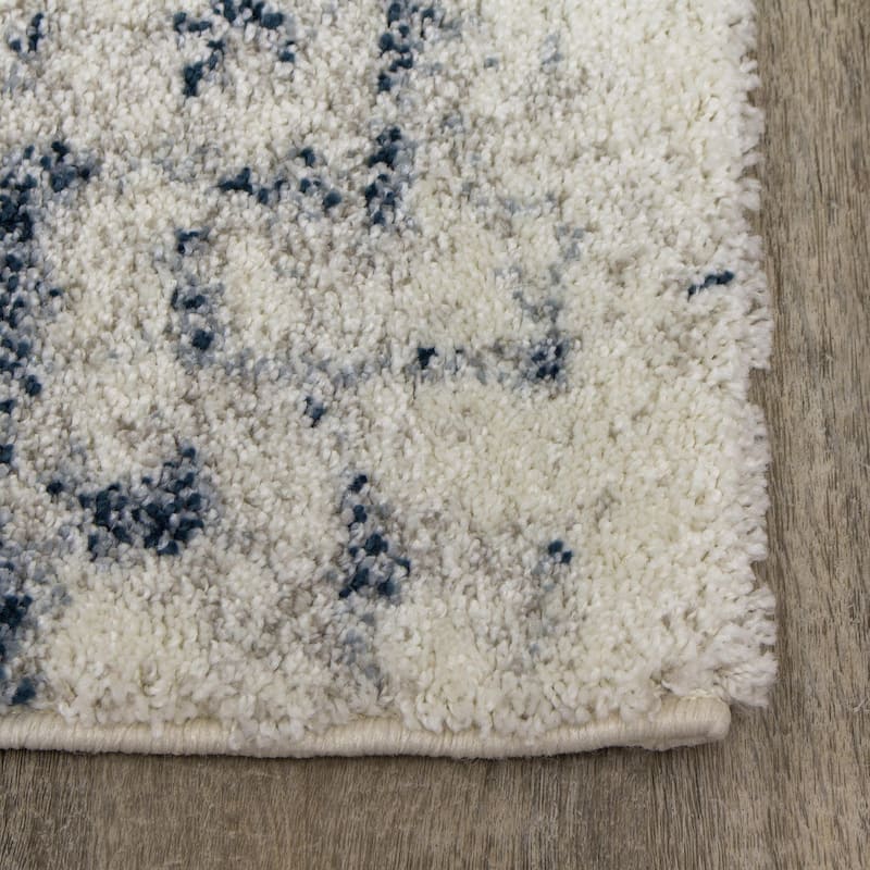 Soft Collection - Cream/Blue Soft Grid Rug - 2'0" x 3'7"