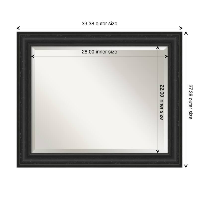 Beveled Wall Mirror - Shipwreck Black Frame - 33.5 x 27.5-inch - Shipwreck Black