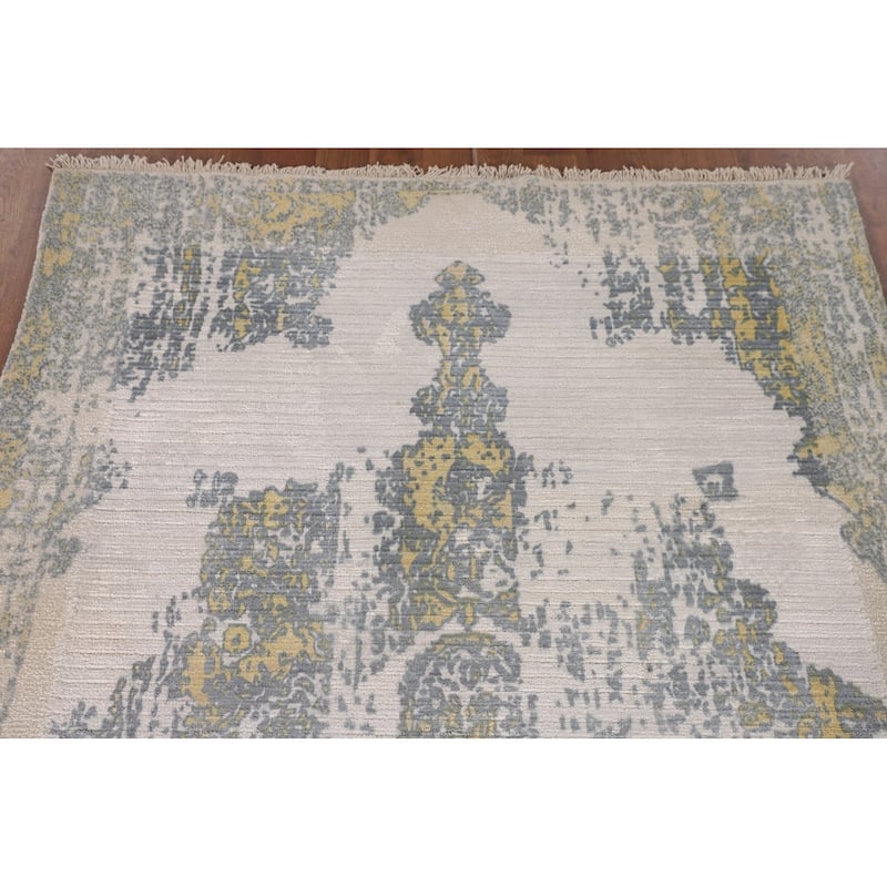 All-Over Abstract Area Rug Handmade Wool Carpet - 3'11"x 5'8"