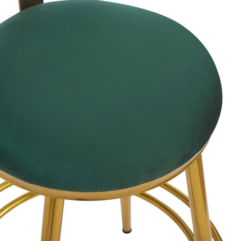 Roomfitters 27.65'' Velvet Counter Stools, Set of 2 Modern Bar Height Chairs with Iron Frame, Soft Backrest and Footrest