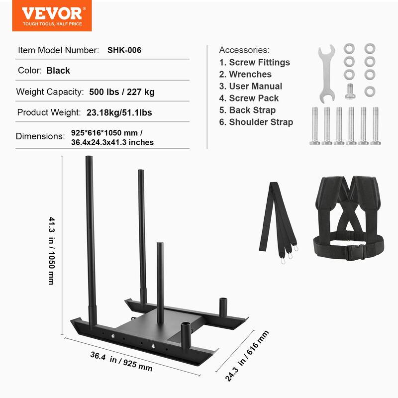 VEVOR Weight Training Pull Push Sled, Fitness Strength Speed Training Sled for Athletic Exercise and Speed Improvement