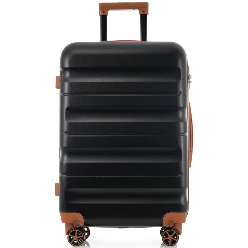 6-Piece Modern Hard-Shell Luggage, Lightweight Luggage with Spinner Wheels, for Boarding Travel, Black Brown