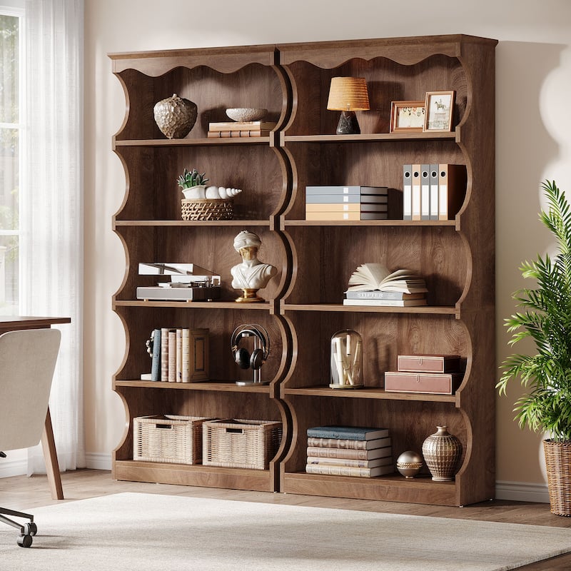 70-Inch Tall 5-Tier Bookcase with Curved-Edge Design
