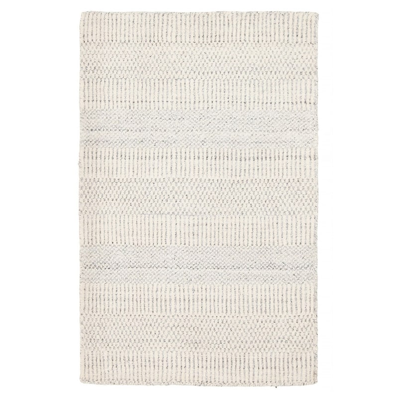ECARPETGALLERY Hand Loomed Pearl Grey Viscose, Wool Rug - 2'0 x 2'11 - Grey - 2'0 x 2'11