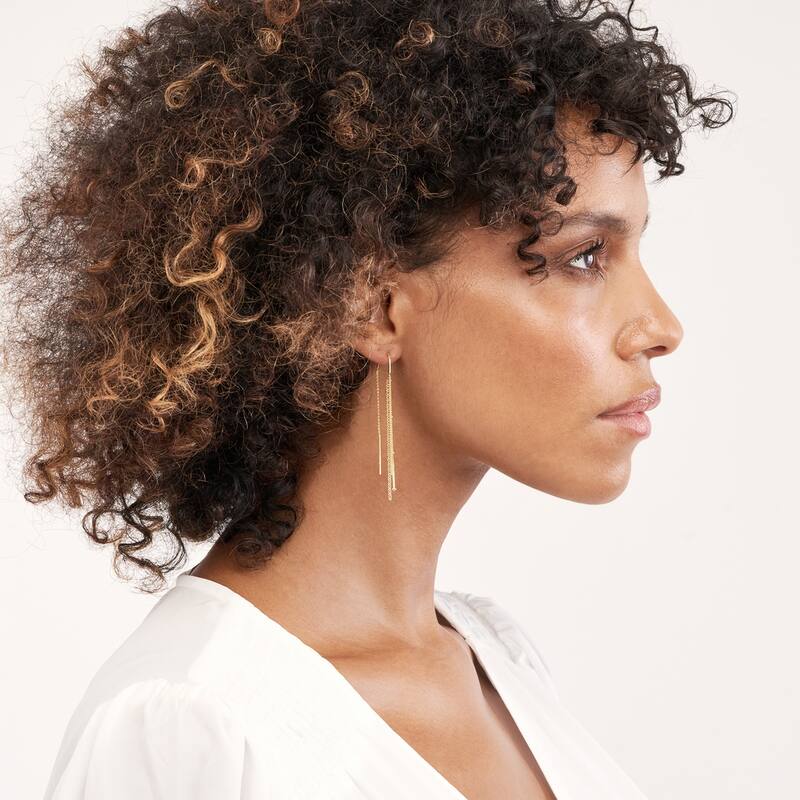Curata 14k Yellow Gold Multi Strand Threader Earrings