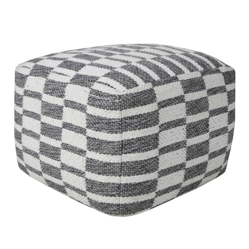 HomeRoots 18" Gray 100% Cotton Ottoman