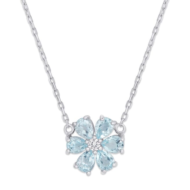 Victoria Townsend .925 Sterling Silver Blue Topaz & White Topaz Accent Flower Pendant Necklace