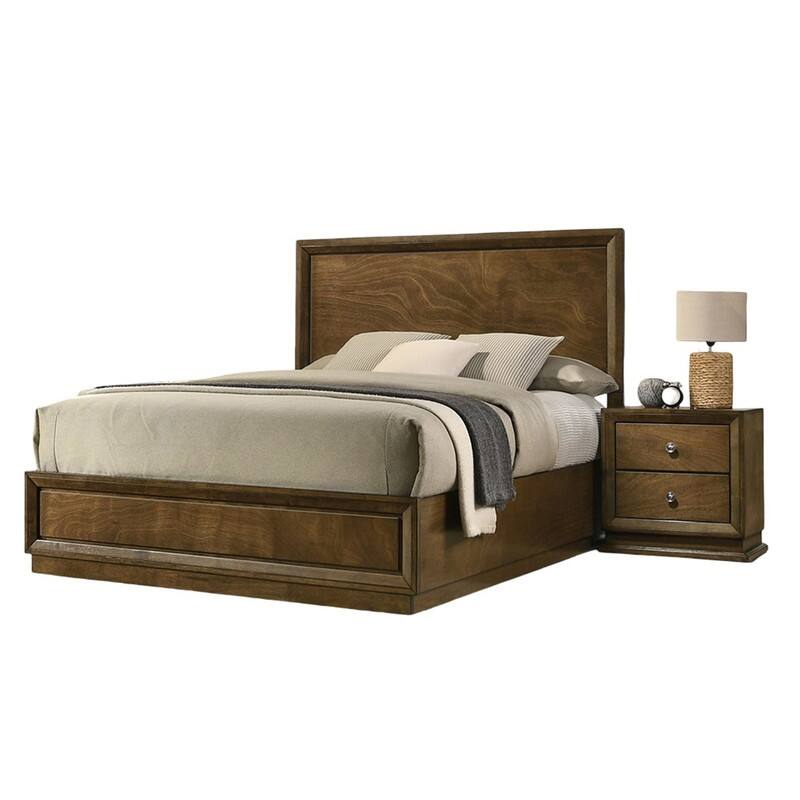 2/3-Piece Bedroom Sets Queen/Full Size Upholstered Bed w Storage/LED Nightstands Dresser/Ottoman Black/Walnut