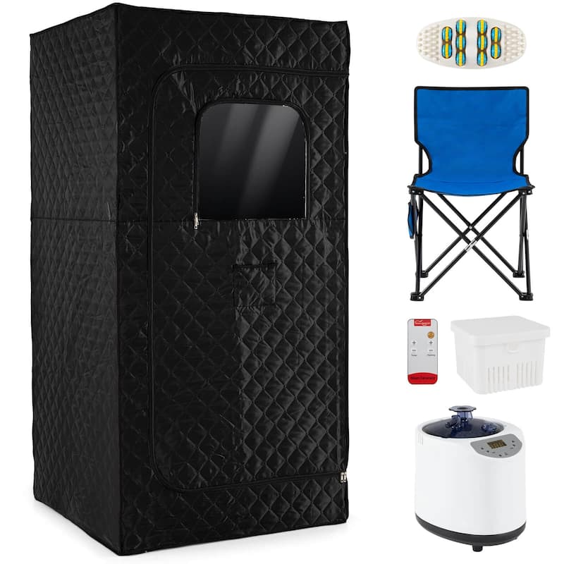 Costway Portable Steam Sauna Box, Extra-Large 35” x 35” x 71” - See Details - Black