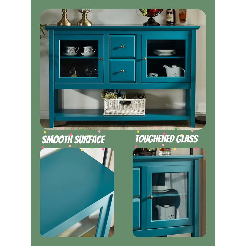 52" Modern Sideboard Storage with Adjustable Shelves, Sideboard Buffet Cabinet with 2 Doors, Credenzas