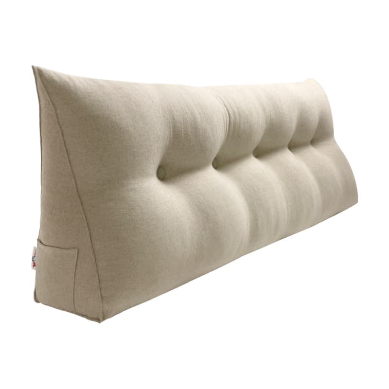 WOWMAX Bed Rest Wedge Reading Pillow Headboard Back Support Cushion - Queen - Cotton Linen