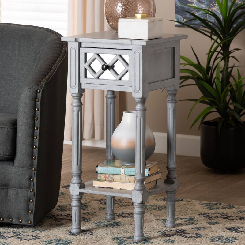 Gellert Classic and Traditional Grey Finished Wood 1-Drawer End Table