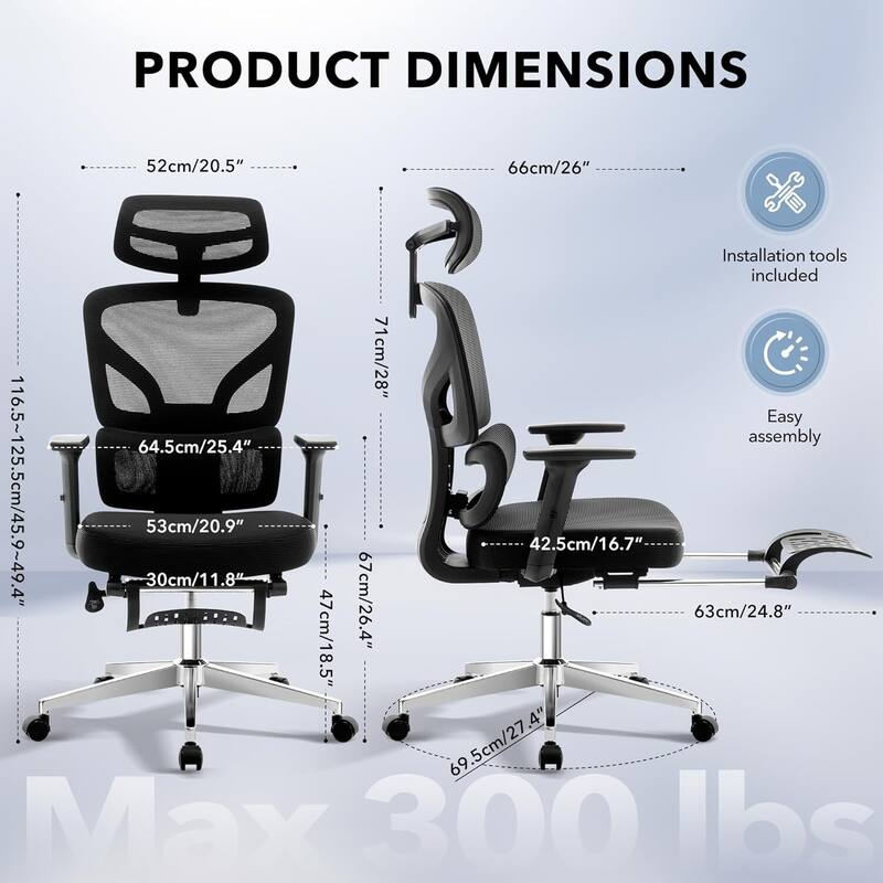 Ergonomic Office High-Back Computer Gaming Chair with Adjustable Footrest