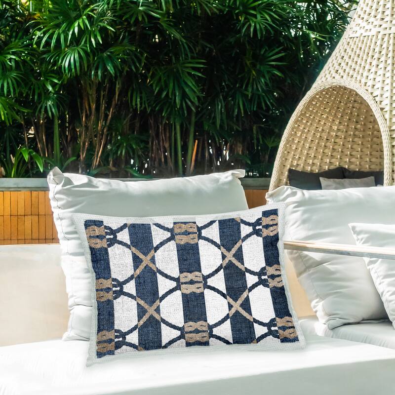 Stupell Maritime Striped Knots Printed Outdoor Throw Pillow Design by Lil' Rue