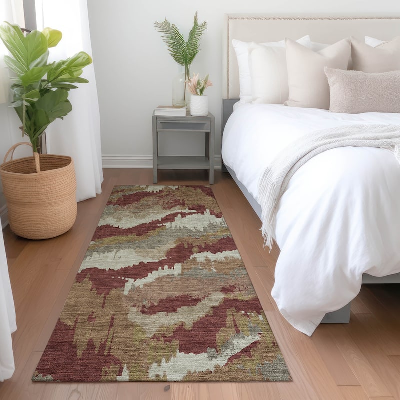 Machine Washable Indoor/ Outdoor Chantille Ombre Abstract Rug