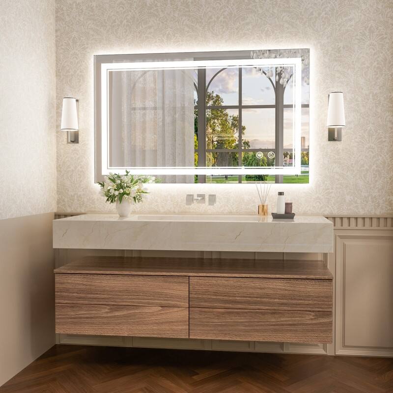 KEONJINN LED Lighted Bathroom Vanity Mirror 3 Colors Lights Wall Mirror