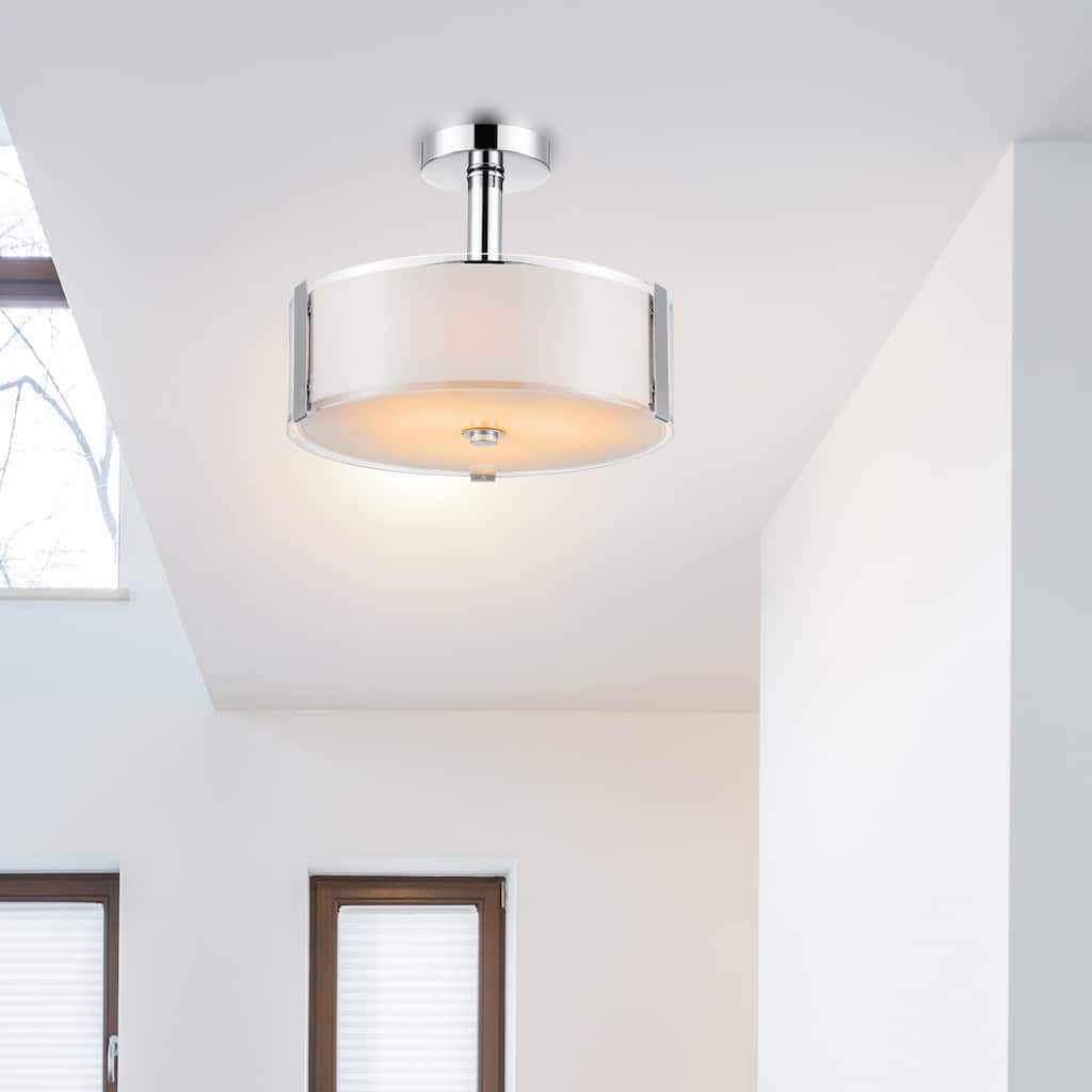 CWI Lighting Lucie 4 Light 17in Chrome Round Drum Shade Chandelier