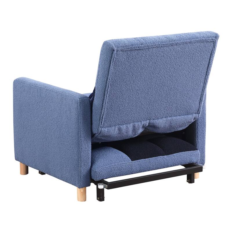 Teddy Fabric Convertible Multi-Functional Sleeper Sofa with Pillow