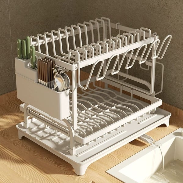 Collapsible 2 Tier Dish Drying Rack For Kitchen Counter - Bed Bath ...