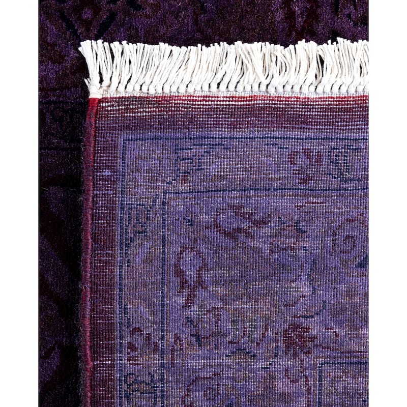Overdyed One-of-a-Kind Hand-Knotted Runner Rug - Purple - 2' 7" x 12' 9"