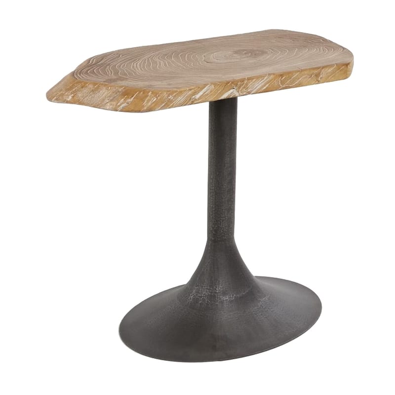 15 in. Washed Gray and Brown Rectangle Wood End Table, Sturdy Build End Side Table for Living Rooms