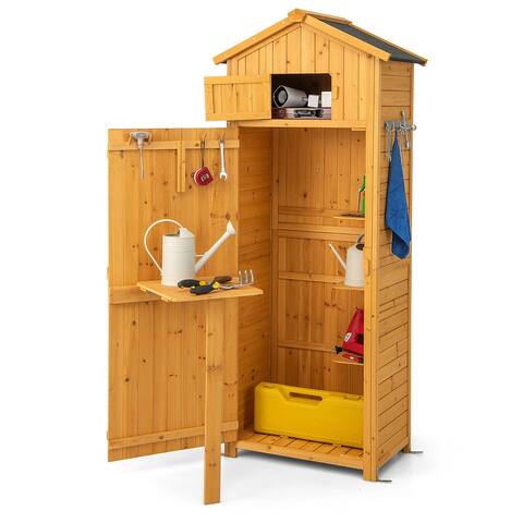 Costway Garden Storage Shed Outdoor Lockable Storage Cabinet Tool - See Details