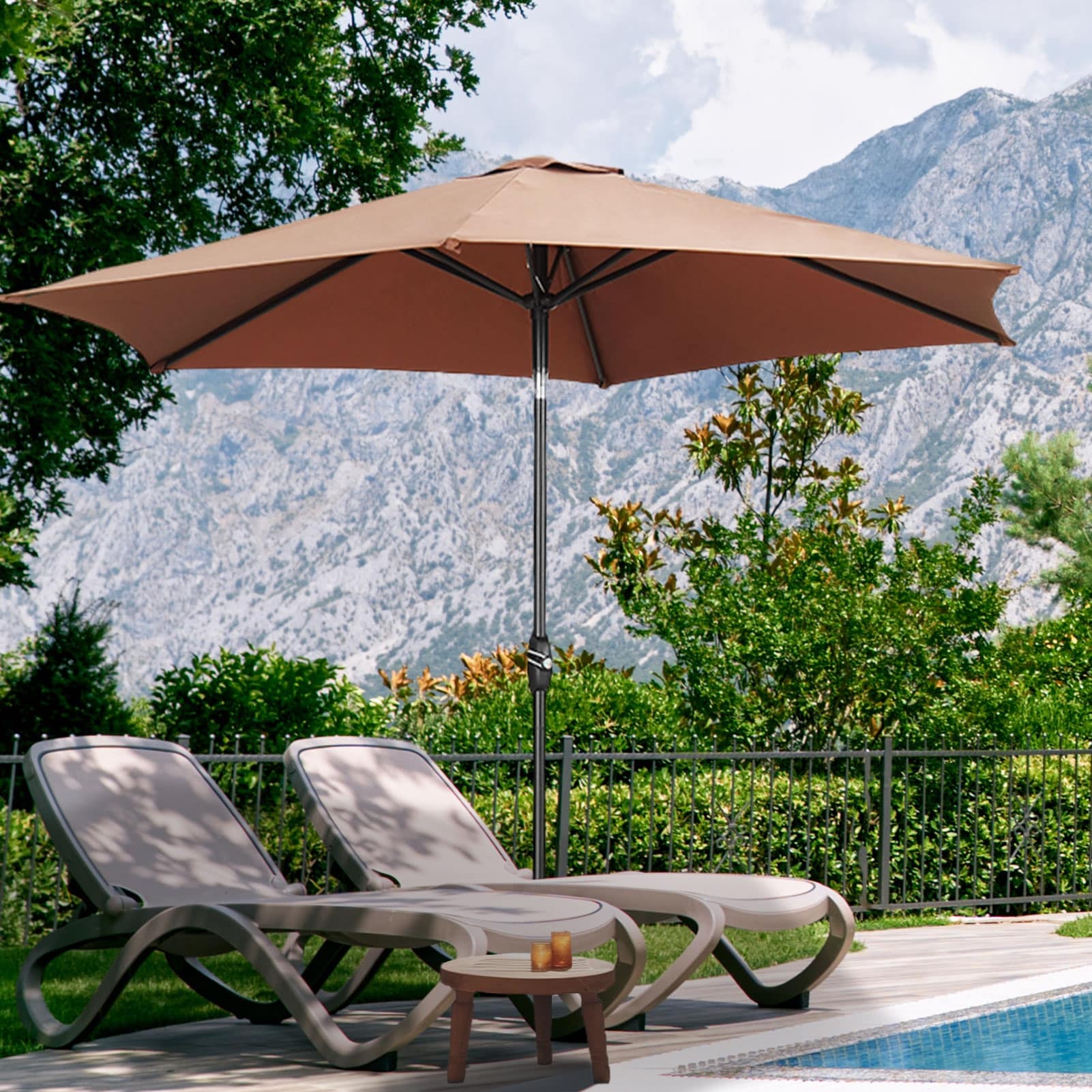 9' patio umbrella that cranks and tilts Backyard Expressions 9 ft with P ush Button Tilt,Apple Green The heavy Autlaycil 9ft Patio umbrella Outdoor