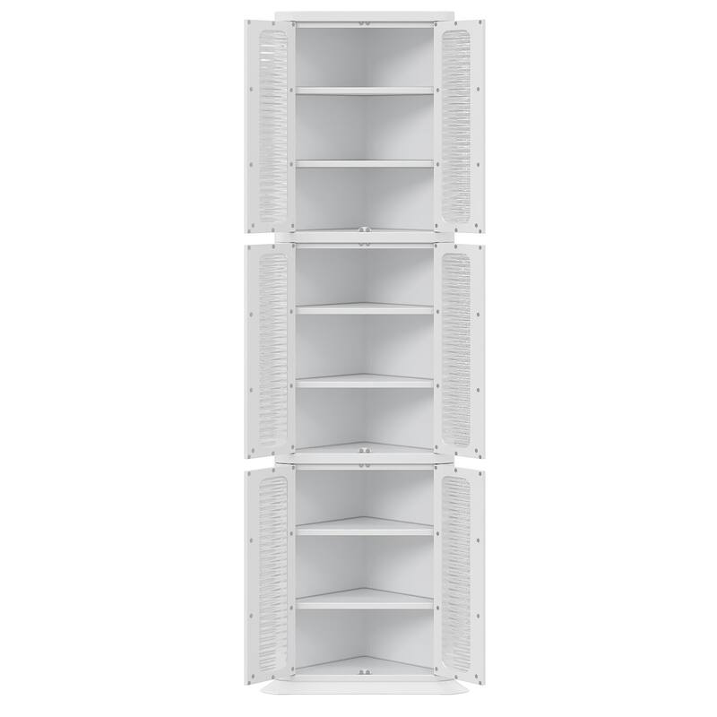 VECELO White 3-Tier Corner Storage Bins Triangle Organizer Bathroom Storage Cabinet with 9 Storage Shelf