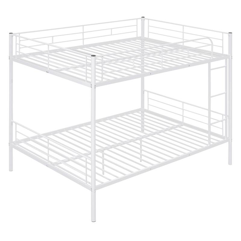 Full Over Full Metal Bunk Bed with Chrome Finish - Sturdy Iron Frame, Space-Saving Design for Kids & Teens
