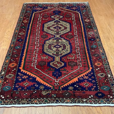 HERAT ORIENTAL Hand-knotted Tribal Hamadan Wool Rug - 4'3 x 7'