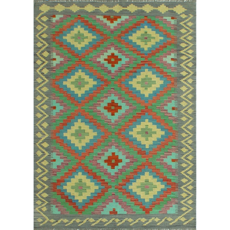 Noori Rug Sangat Flatweave Charlest Red/Grey Rug - 4'4" x 5'10"