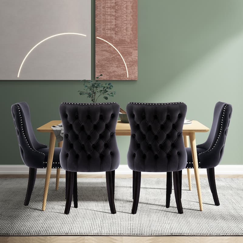 KATA Velvet Upholstered Wingback Dining Chairs Set of 2