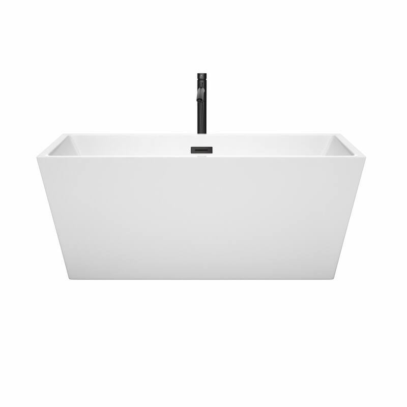 Wyndham Collection Sara 59" Freestanding Soaking Tub with Tub Filler